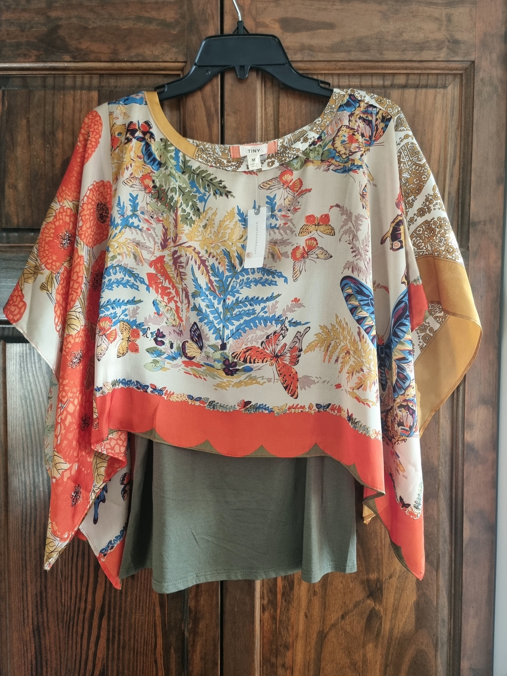 Printed Flutter Sleeve Layered Top - Multicolor